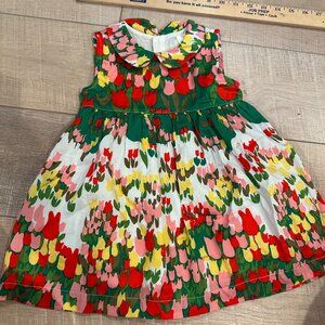 HANNA ANDERSON GIRLS YELLOW GREEN RED DRESS SIZE 80 US SIZE 2 20-30 LB